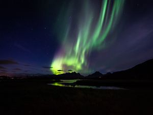 Preview wallpaper northern lights, aurora, mountains, night, starry sky, natural phenomenon, darkness