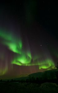 Preview wallpaper northern lights, aurora, night, dark, green