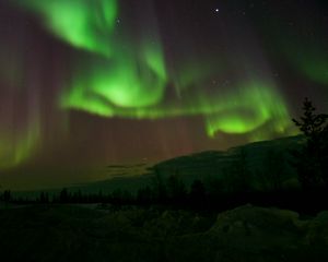 Preview wallpaper northern lights, aurora, night, dark, green