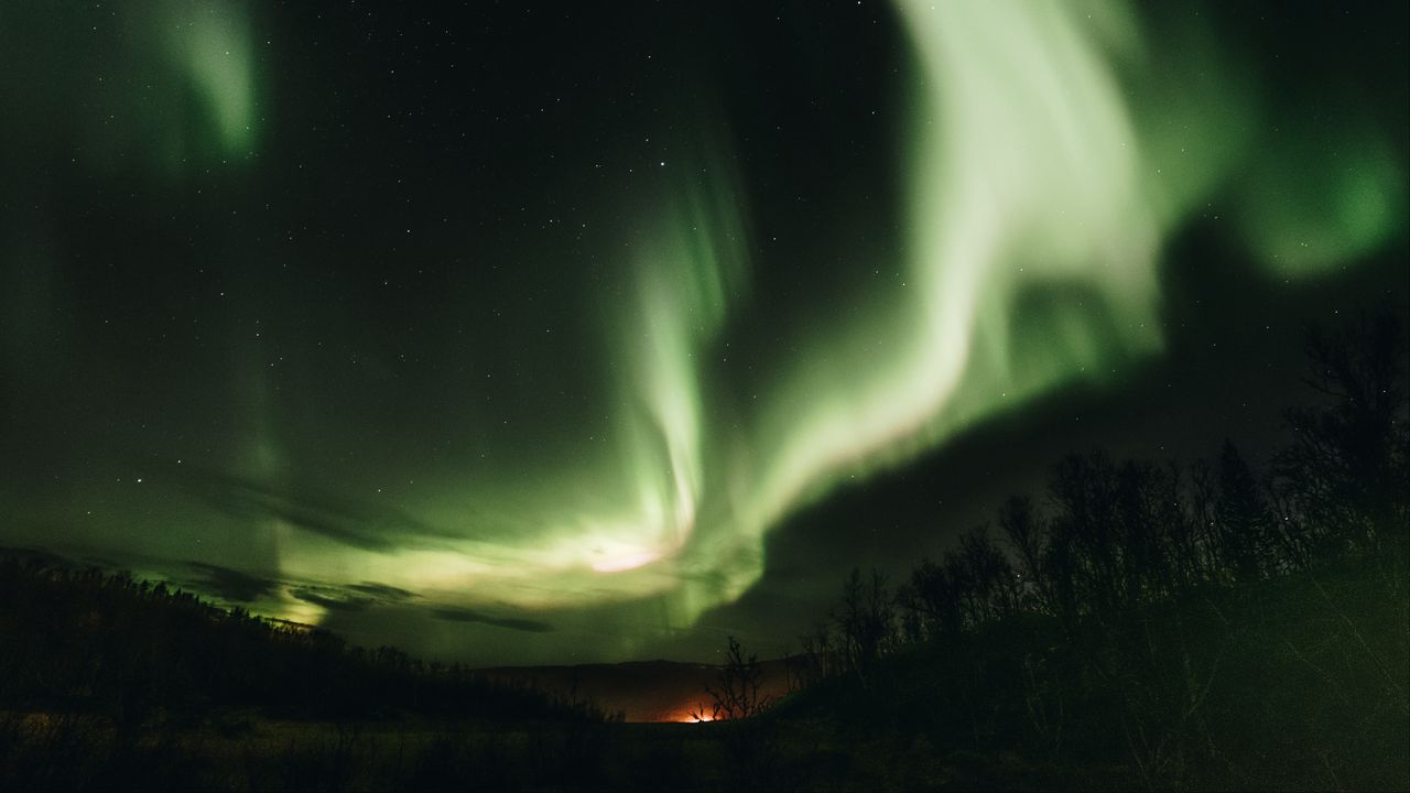 Wallpaper northern lights, aurora, sky, green, night, fascinating