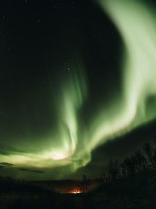 Preview wallpaper northern lights, aurora, sky, green, night, fascinating