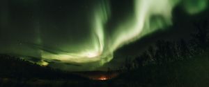 Preview wallpaper northern lights, aurora, sky, green, night, fascinating