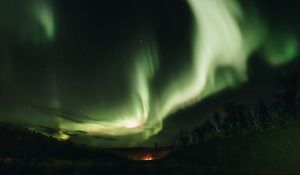 Preview wallpaper northern lights, aurora, sky, green, night, fascinating