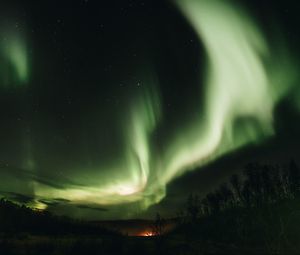 Preview wallpaper northern lights, aurora, sky, green, night, fascinating