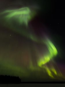Preview wallpaper northern lights, aurora, starry sky, night, green