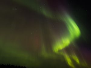 Preview wallpaper northern lights, aurora, starry sky, night, green