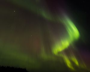 Preview wallpaper northern lights, aurora, starry sky, night, green