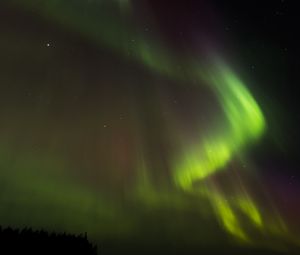 Preview wallpaper northern lights, aurora, starry sky, night, green