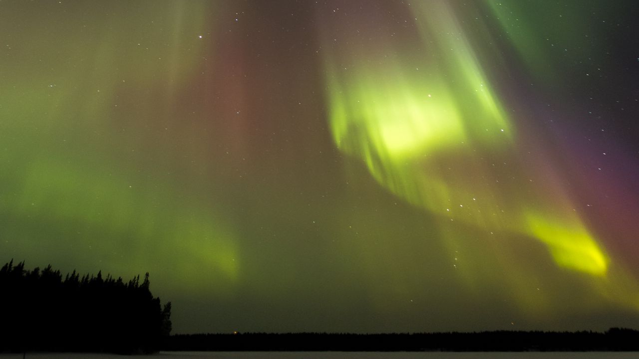 Wallpaper northern lights, aurora, starry sky, night, sky