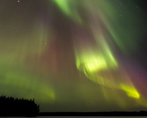 Preview wallpaper northern lights, aurora, starry sky, night, sky