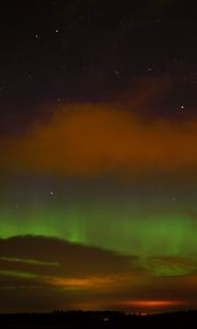 Preview wallpaper northern lights, clouds, stars, space, dark