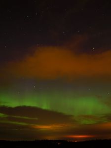 Preview wallpaper northern lights, clouds, stars, space, dark