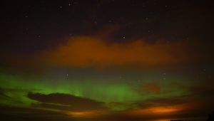 Preview wallpaper northern lights, clouds, stars, space, dark