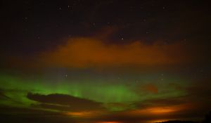 Preview wallpaper northern lights, clouds, stars, space, dark
