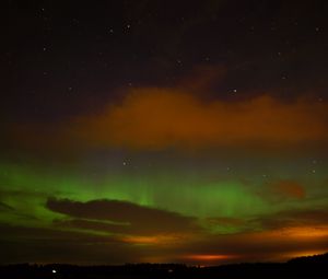 Preview wallpaper northern lights, clouds, stars, space, dark