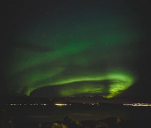 Preview wallpaper northern lights, dark, stones, lights