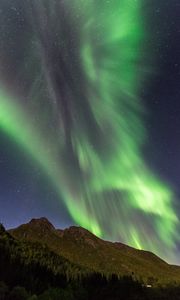 Preview wallpaper northern lights, hill, nature