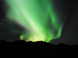 Preview wallpaper northern lights, hills, nature