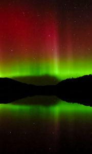 Preview wallpaper northern lights, lake, night