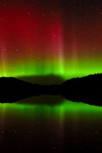 Preview wallpaper northern lights, lake, night