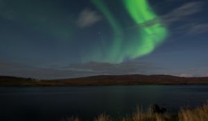 Preview wallpaper northern lights, lake, night, nature, dark