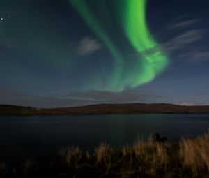 Preview wallpaper northern lights, lake, night, nature, dark