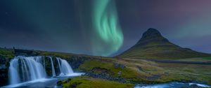 Preview wallpaper northern lights, landscape, river, nature