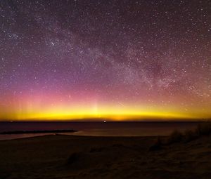 Preview wallpaper northern lights, milky way, starry sky, aurora, denmark