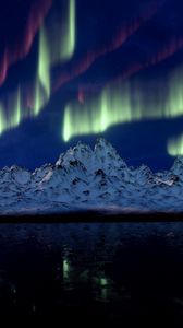 Preview wallpaper northern lights, mountains, aurora