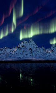 Preview wallpaper northern lights, mountains, aurora