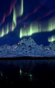 Preview wallpaper northern lights, mountains, aurora