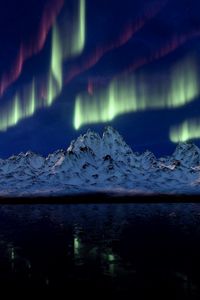 Preview wallpaper northern lights, mountains, aurora