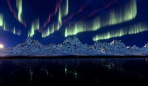 Preview wallpaper northern lights, mountains, aurora