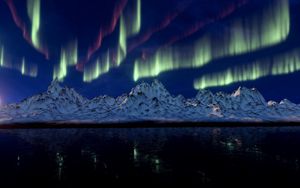 Preview wallpaper northern lights, mountains, aurora