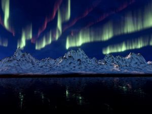 Preview wallpaper northern lights, mountains, aurora