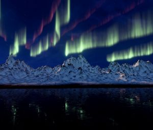 Preview wallpaper northern lights, mountains, aurora