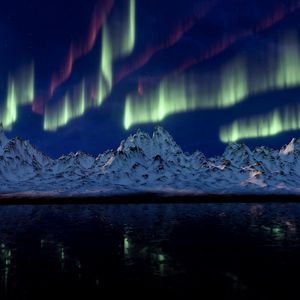 Preview wallpaper northern lights, mountains, aurora