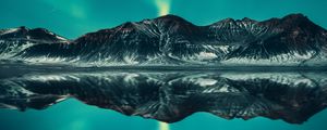 Preview wallpaper northern lights, mountains, lake, night, landscape