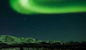 Preview wallpaper northern lights, mountains, night, starry sky, green, north