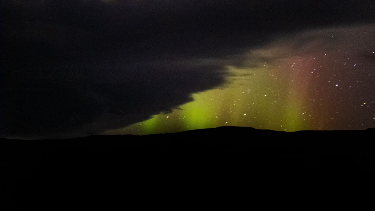 Wallpaper northern lights, night, clouds, stars, dark