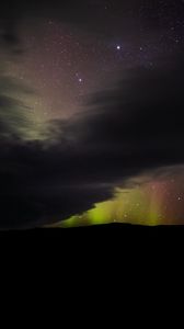 Preview wallpaper northern lights, night, clouds, stars, dark