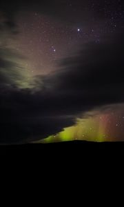 Preview wallpaper northern lights, night, clouds, stars, dark