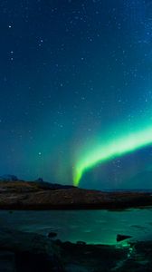 Preview wallpaper northern lights, night, nature, glow, green
