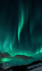 Preview wallpaper northern lights, night, snow, nature, winter