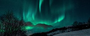 Preview wallpaper northern lights, night, snow, nature, winter