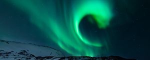 Preview wallpaper northern lights, relief, snowy