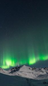 Preview wallpaper northern lights, sky, mountains, snow, winter, landscape