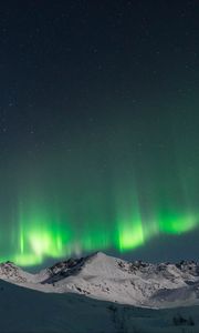 Preview wallpaper northern lights, sky, mountains, snow, winter, landscape
