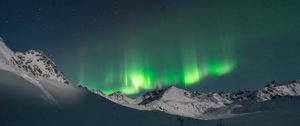 Preview wallpaper northern lights, sky, mountains, snow, winter, landscape