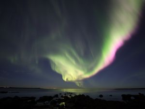 Preview wallpaper northern lights, sky, night, ocean